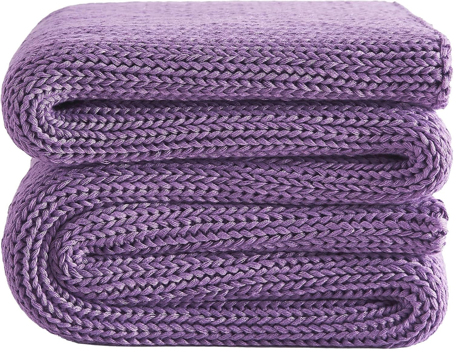 L'AGRATY Knitted Weighted Blanket - 48"x72" 12lbs Cooling Chunky Knit Heavy Blanket for Adults Braided Crochet Throw Thick Cable Yarn Knit Decorative No Beads Evenly Weighted Machine Washable