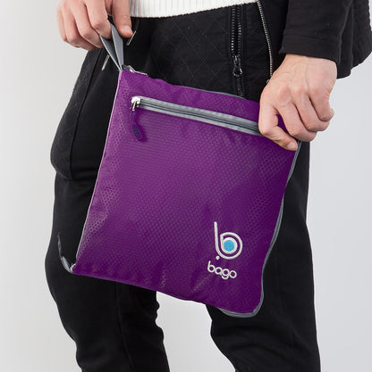 Bago Big XXL Foldable Duffel Bags for Traveling Women & Men - 140L Packable Duffle Bag for Travel with Shoe Compartment - Water Repellant, Heavy Duty, Lightweight Folding & Collapsible (Purple)