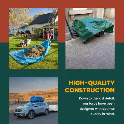 Large Waterproof Tarp- Heavy Duty Thick Poly Tarpaulin Ideal for Canopy Tents, Boats, RV or Pool Covers- Multipurpose Protective Tarps with Grommets for Indoor and Outdoor Use