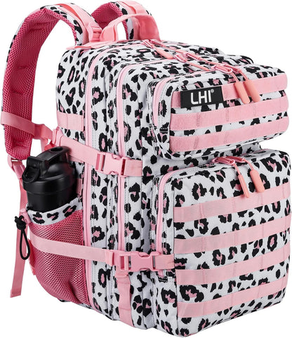 LHI Military Tactical Backpack for Men and Women 45L Army 3 Days Assault Pack Bag Large Rucksack with Molle System - Pink Leopard