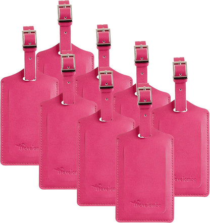 8 Pack Leather Luggage Travel Bag Tags by Travelambo