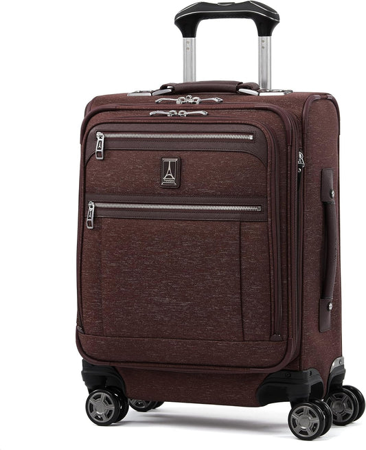 Travelpro Platinum Elite Softside Expandable Carry on Luggage, 8 Wheel Spinner Suitcase, USB Port, Men and Women, International, Bordeaux Red, Carry On 19-Inch