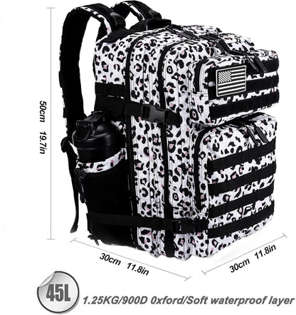 LHI Military Tactical Backpack for Men and Women 45L Army 3 Days Assault Pack Bag Large Rucksack with Molle System - Leopard