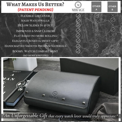 6 watch case box for travel and display organizer - Slate Grey & Ivory White