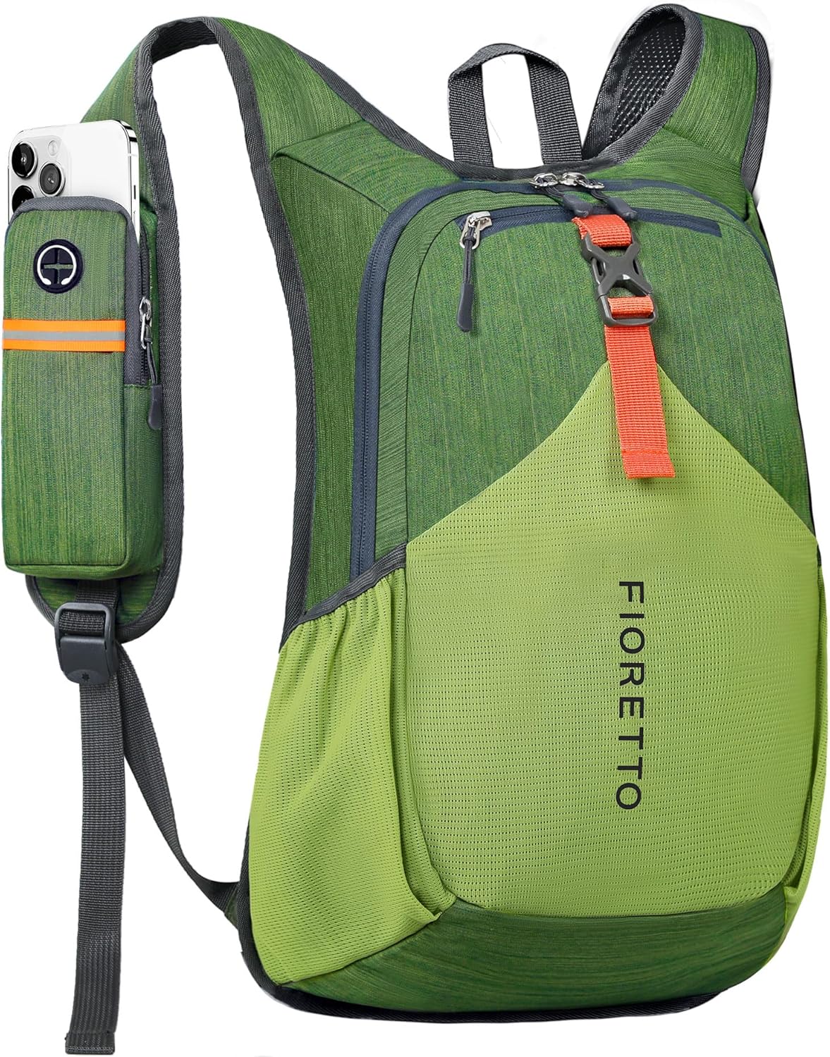 FIORETTO 15L Hiking Backpack for Women Men Mini Packable Backpack Lightweight Small Daypack for Camping Travel Outdoor, Green