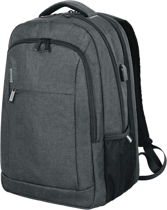 Lenovo B325 Laptop Backpack, Grey, 17-Inch, Water-Resistant Travel Backpack with External USB Port, Anti-Theft Design, Luggage Strap, for Men & Women, Perfect for Work, School, and Travel