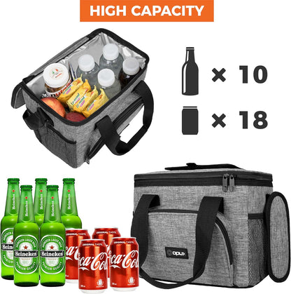OPUX Soft Cooler Bag, Insulated Collapsible Lunch Cooler Bag for Men Work Camping Beach Travel, Portable Soft Sided Leakproof Waterproof Large Lunch Bag Box with Shoulder Strap 18 Cans, Heather Gray