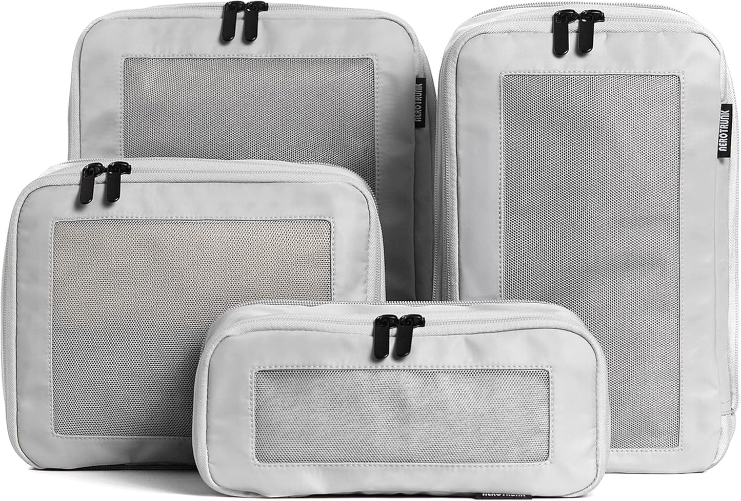Compression Packing Cubes for Travel - Luggage Organizer Bags - Double Zipper Packing Cubes for Suitcases (4-Pack, Light Grey)