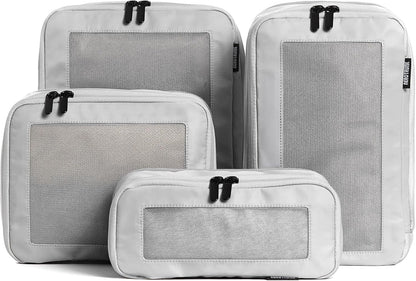 Compression Packing Cubes for Travel - Luggage Organizer Bags - Double Zipper Packing Cubes for Suitcases (4-Pack, Light Grey)