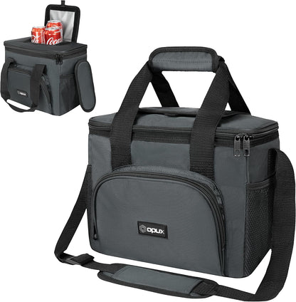 OPUX Soft Cooler Bag, Insulated Collapsible Soft Sided Cooler Lunch Cooler Bag for Men Work Camping Beach Travel, Leakproof Lunch Box 18 Cans, Gray