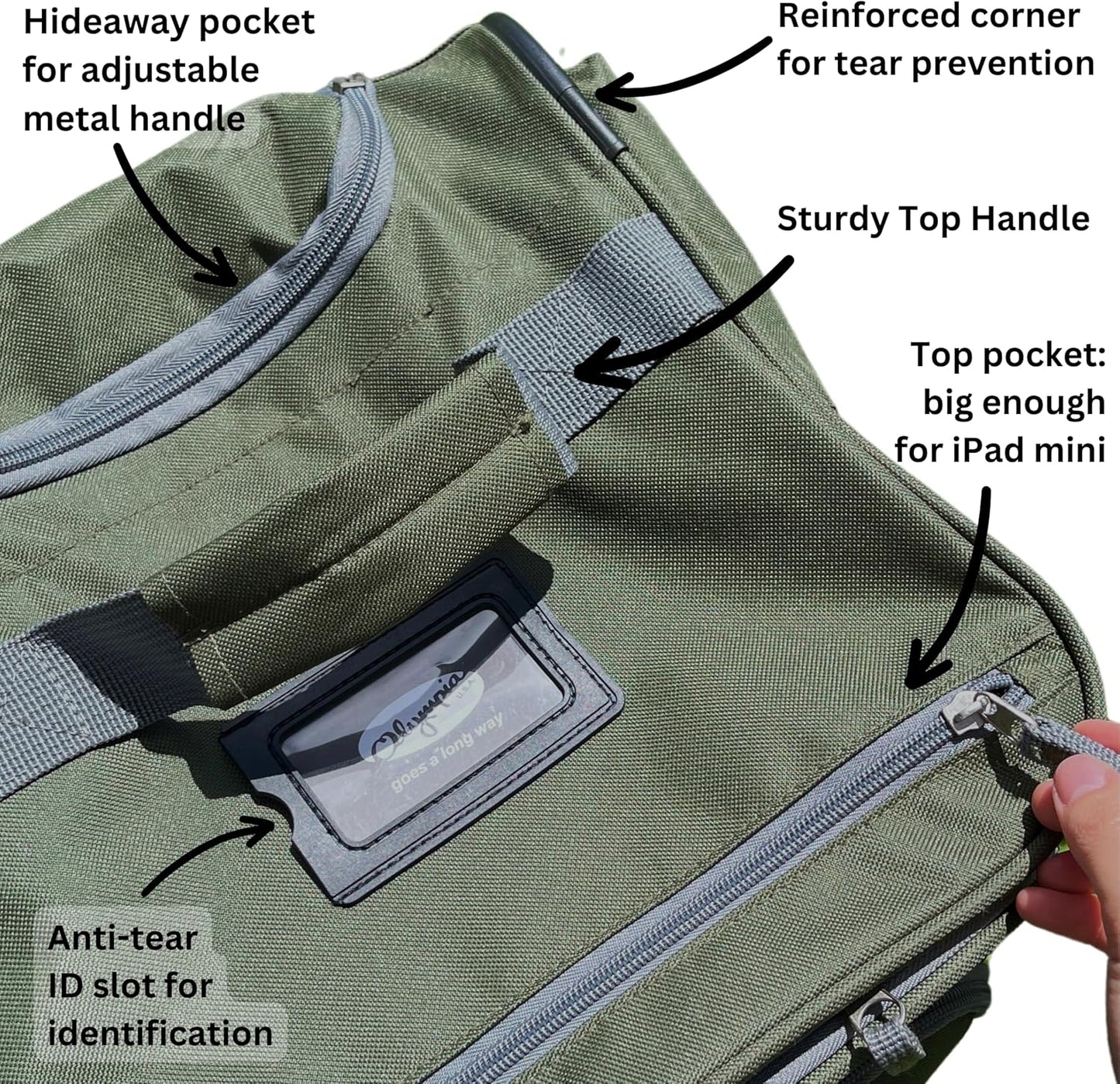 Olympia U.S.A. 29 inch Jumbo Size 8 Pockets Wheeled Rolling Duffel Bag Water Resistant Luggage Lightweight Travel Suitcase with Retractable Handle