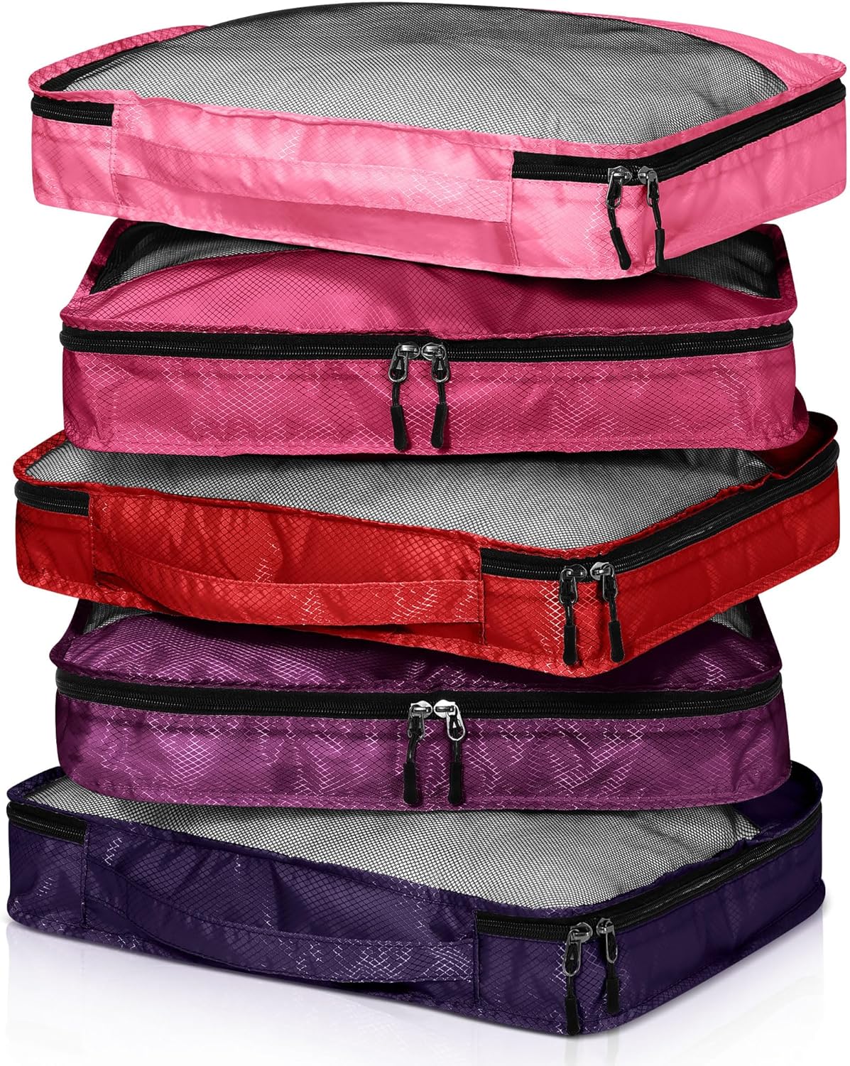 5 Pcs Packing Cubes for Suitcase Large Travel Cubes Carry on Luggage Organizer Bags for Clothes Accessories(L,Purple)