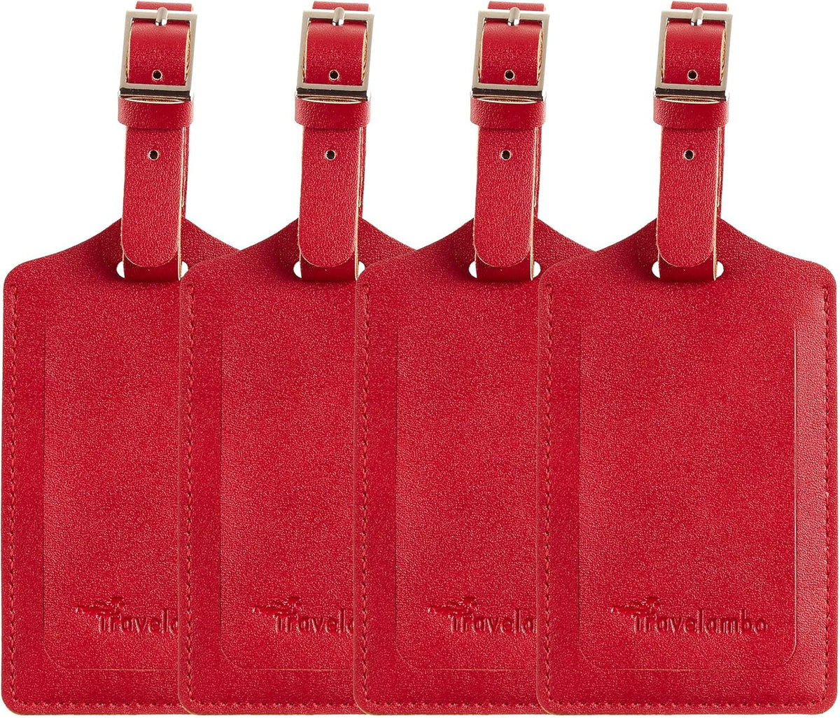 Travelambo Luggage Tags for Suitcases PU Leather Travel Tags Bag Tags Privacy Protection Travel Essentials