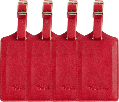 Travelambo Luggage Tags for Suitcases PU Leather Travel Tags Bag Tags Privacy Protection Travel Essentials
