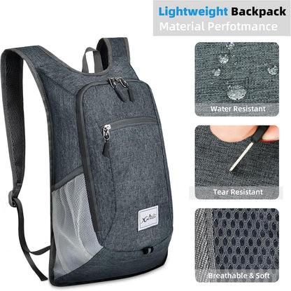 Lightweight 10L Foldable Travel Backpack - Packable Camping & Hiking Daypack for Women & Men (Dark Grey)