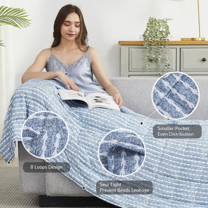 L'AGRATY Weighted Blanket - 60"x80" 17lbs Cooling Breathable Heavy Blanket Microfiber Material with Glass Beads for Adult All-Season Summer Fall Winter Soft Thick Comfort