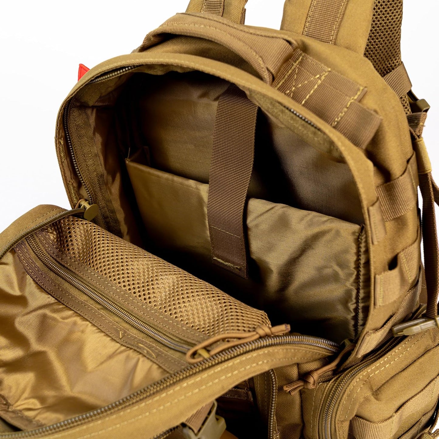 25 L Tactical Backpack: durable military-style backpack with MOLLE system for everyday use, travel, gym, hiking, fishing, camping, and outdoor sports.(COYOTE BROWN 25L)