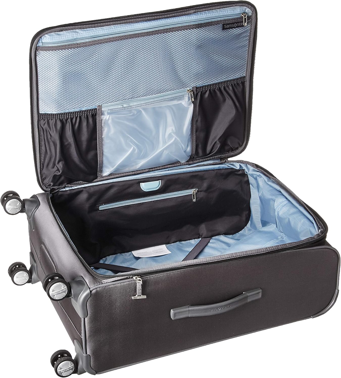 Samsonite Solyte DLX Softside Expandable Luggage with Spinner Wheels, Mineral Grey, Checked-Medium 25-Inch