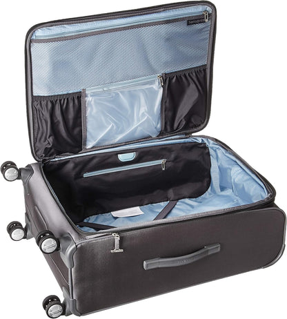 Samsonite Solyte DLX Softside Expandable Luggage with Spinner Wheels, Mineral Grey, Checked-Medium 25-Inch
