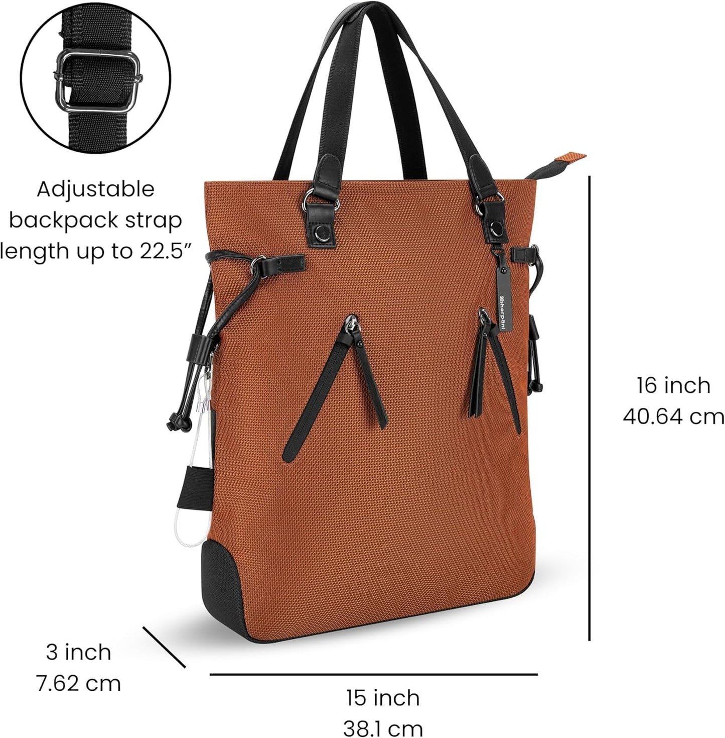 Sherpani Tempest, Anti Theft Convertible Backpack Tote, 14L Travel Backpack, Travel Gifts for Women, Handbags, RFID Protection, Metal Hardware, Fits 15” Laptop (No Sleeve) (Morocco)