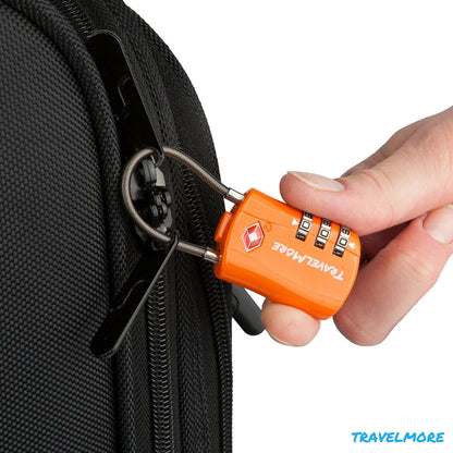 6 Pack TSA Approved Travel Combination Cable Luggage Locks for Suitcases & Backpacks - Orange