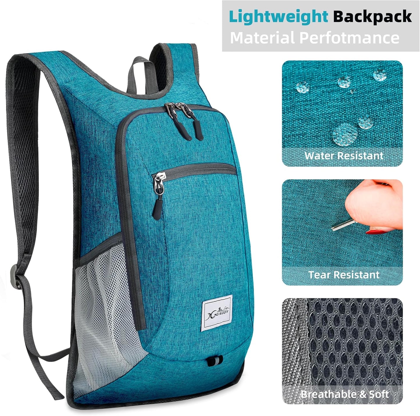 Lightweight Foldable Travel Backpack - 10L Daypack for Women & Men - Teal Blue