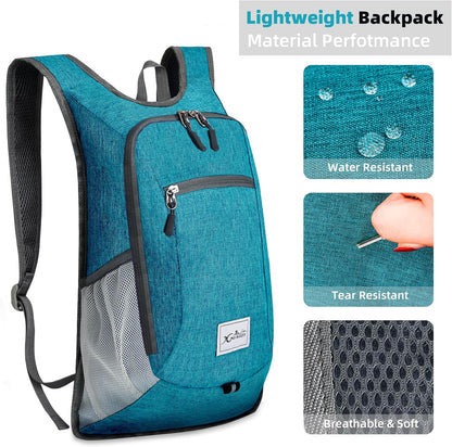 Lightweight Foldable Travel Backpack - 10L Daypack for Women & Men - Teal Blue