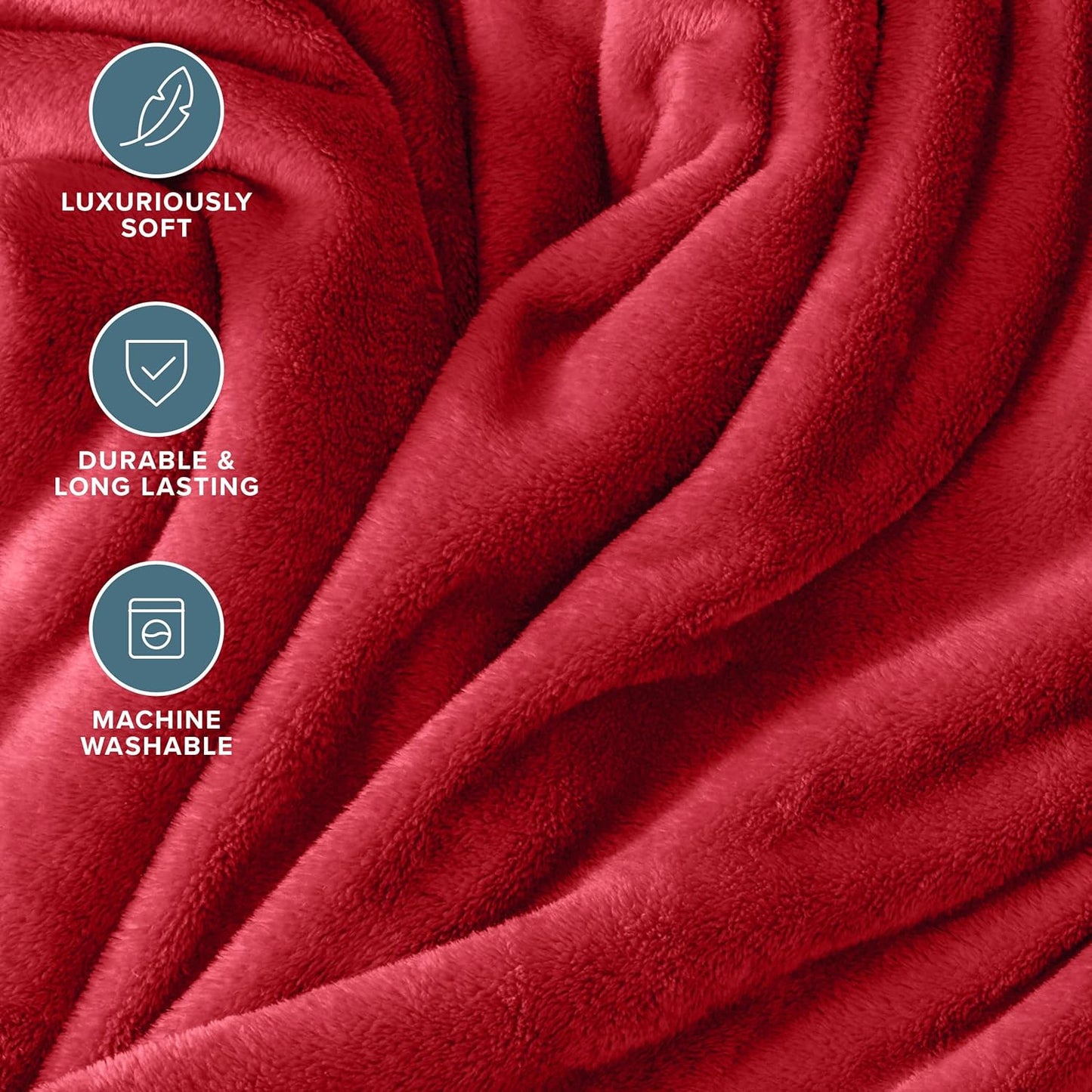 Bare Home Fleece Blanket - Throw/Travel - Ultra-Soft Lightweight for Bed, Sofa, and Couch - Luxury Microplush - Cozy Warm Blanket (Throw/Travel, Red)