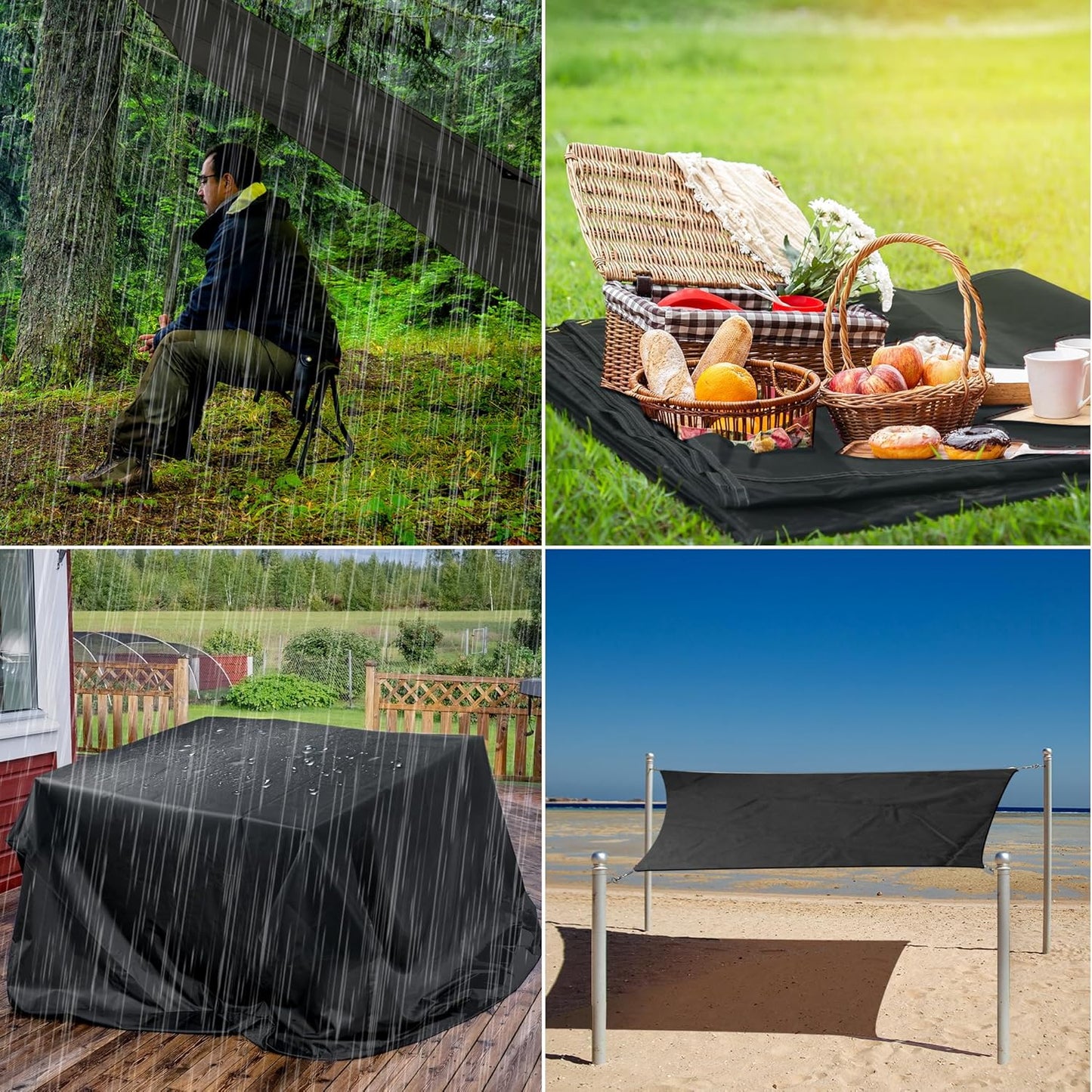 Camping Tent Footprint - 86'' x 59'', Waterproof Ground Sheet Mat for Tent - Ultralight Tarp for Hiking, Backpacking, and Beach Use