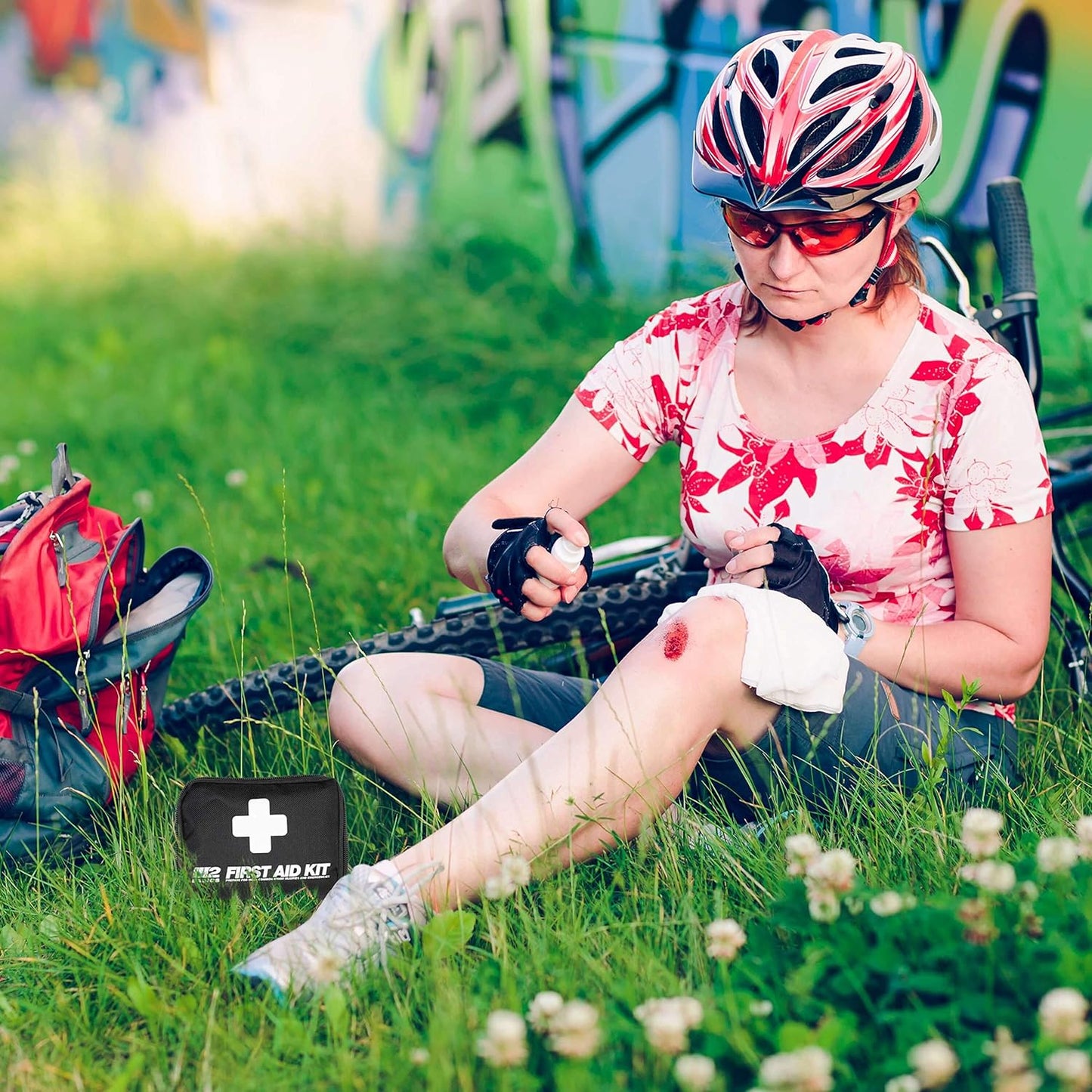 M2 BASICS All-Purpose 150 Piece First Aid Kit | Car, Travel, Home, Hiking, Camping, Survival | Small Emergency Kit, Medical Kit