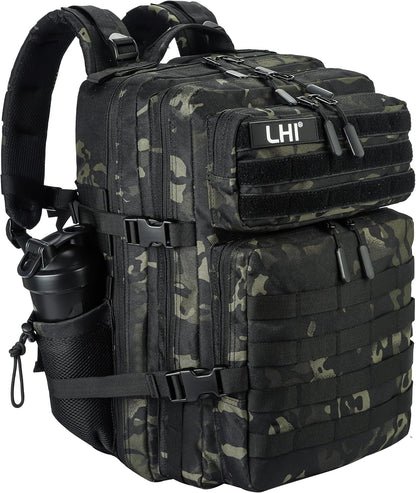 LHI Military Tactical Backpack for Men and Women 45L Army 3 Days Assault Pack Bag Large Rucksack with Molle System - Black CP