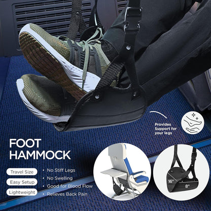 Airplane Neck Pillow Includes Travel Pillow + Airplane Phone Holder Mount + Eye Masks + Foot Hammock + Earplugs for Travel, 100% Pure Memory Foam Travel Pillow, 5 Pc Travel Kit, 2 Pack