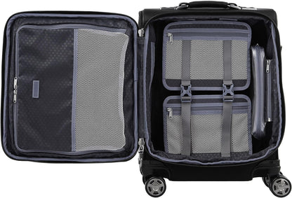 Travelpro Platinum Elite Softside Expandable Carry on Luggage, 8 Wheel Spinner Suitcase, USB Port, Men and Women, International, Shadow Black, Carry On 19-Inch