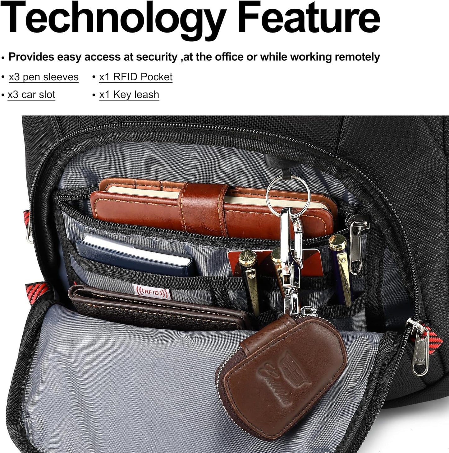 Boavan Laptop Backpack for men, 15.6 inch Laptop Bag with USB Port, Waterproof Travel Work Backpack Purse, Anti-Theft Teacher Nurse Doctor Casual Bookbags Office Business backpack，Black