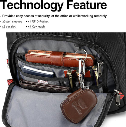 Boavan Laptop Backpack for men, 15.6 inch Laptop Bag with USB Port, Waterproof Travel Work Backpack Purse, Anti-Theft Teacher Nurse Doctor Casual Bookbags Office Business backpack，Black