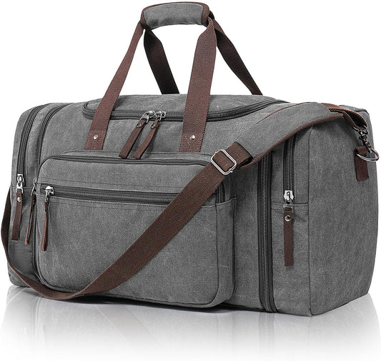 Canvas Expandable Duffle Bag for Men Traveling, Luggage Travel Bag Weekender Overnight Bag,Mens Gym Carry on Duffel Bags