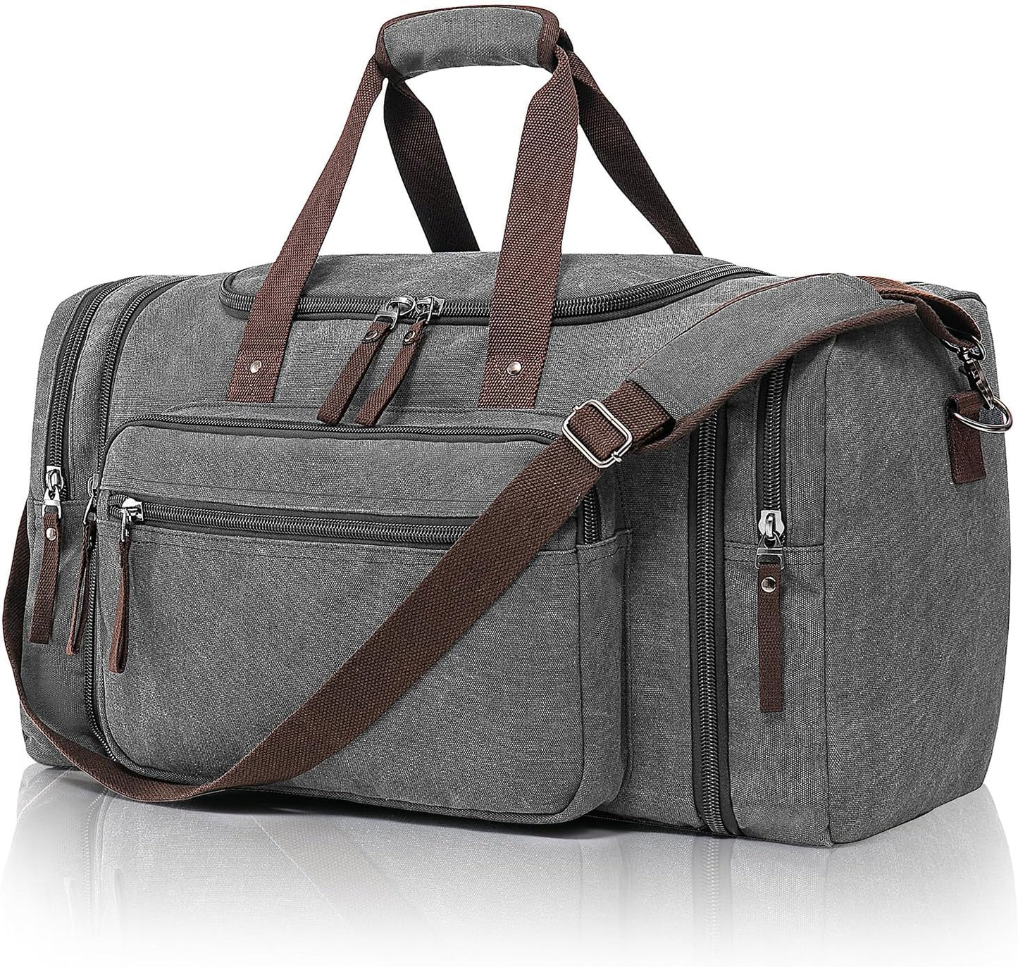 Canvas Expandable Duffle Bag for Men Traveling, Luggage Travel Bag Weekender Overnight Bag,Mens Gym Carry on Duffel Bags