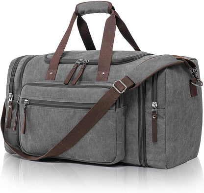 Canvas Expandable Duffle Bag for Men Traveling, Luggage Travel Bag Weekender Overnight Bag,Mens Gym Carry on Duffel Bags