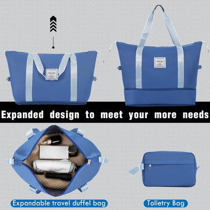 Merax Luggage Set 2 Piece Suitcase Sets with Spinner Wheel,Lightweight Hardside Expandable Travel Laggage with TSA Lock,Suitcase with Travel Bag(20"/24",Blue)