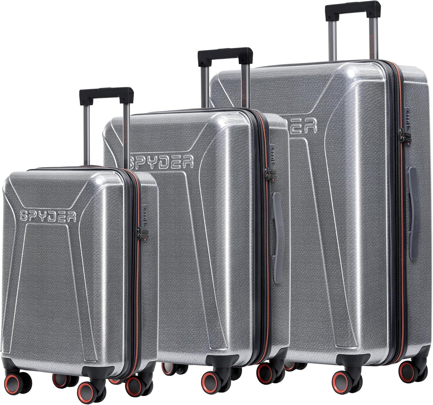 Spyder Traverse 3 Piece Luggage Set, 360° Spinner Wheels, TSA Approved Lock, (20 Inch Carry On, 25 Inch Medium, 29 Inch Large), Silver