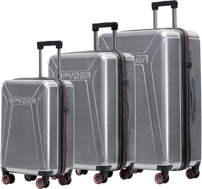Spyder Traverse 3 Piece Luggage Set, 360° Spinner Wheels, TSA Approved Lock, (20 Inch Carry On, 25 Inch Medium, 29 Inch Large), Silver