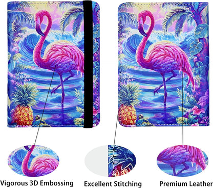 Passport Holder for Women and Men PU Leather Passport Cover for Travel (Flamingo)