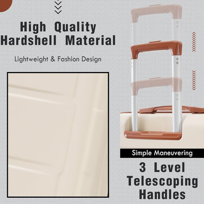 Merax Luggage Set 2 Piece Suitcase Sets with Spinner Wheel,Lightweight Hardside Expandable Travel Laggage with TSA Lock,Suitcase with Travel Bag(20"/28",Khaki & Brown)