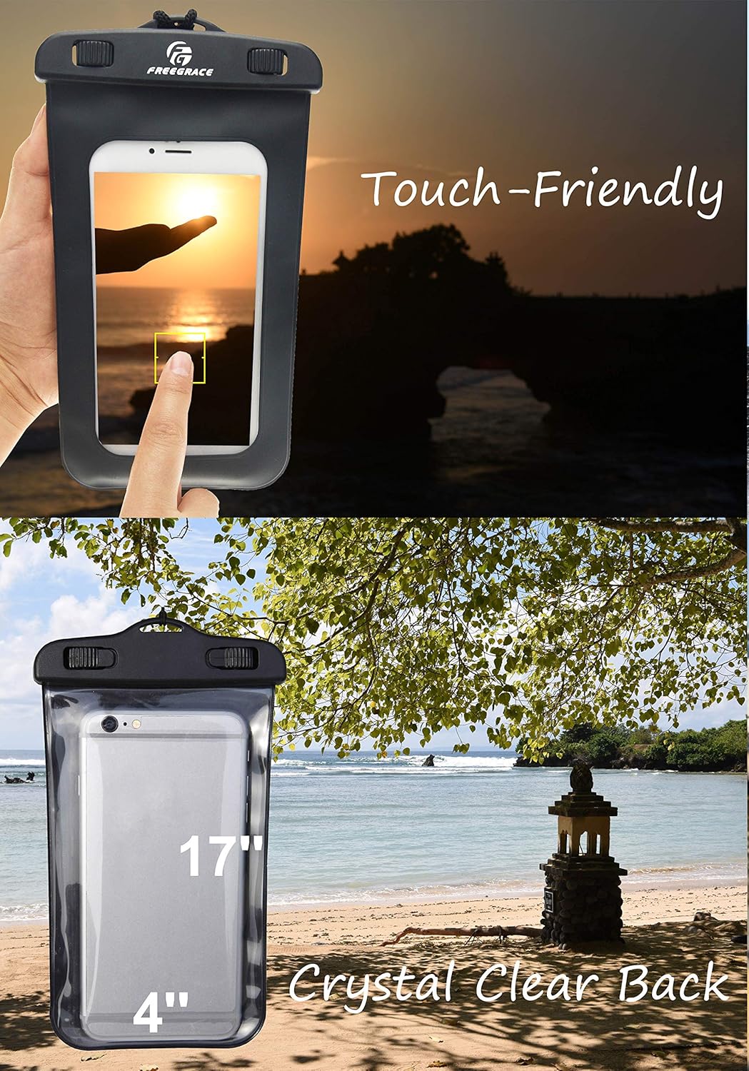 Freegrace Waterproof Pouches with Waist Strap / Pouch Case Bundle Set- Keep Your Phone & Valuables Dry and Safe - Waterproof Dry Bags for Boating Swimming Snorkeling Kayaking Beach Water Parks Pool