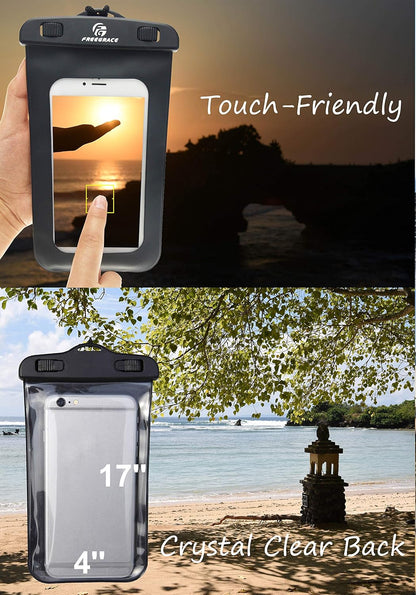 Freegrace Waterproof Pouches with Waist Strap / Pouch Case Bundle Set- Keep Your Phone & Valuables Dry and Safe - Waterproof Dry Bags for Boating Swimming Snorkeling Kayaking Beach Water Parks Pool