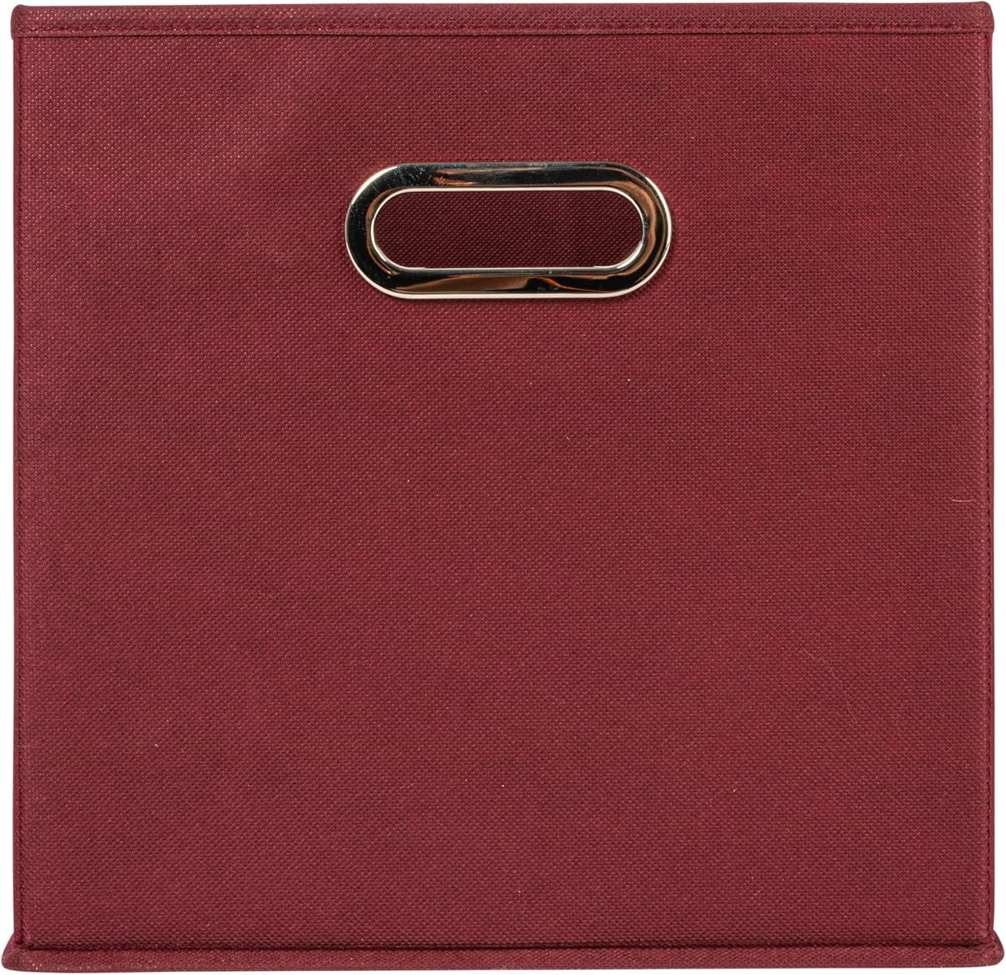 Household Essentials Fabric Storage Cube Bins, 6 Piece Set, Strong Poly-Woven Fabric, Chipboard Sides, Grommet Front Handle, Stackable and Foldable, Classic Design, Burgundy