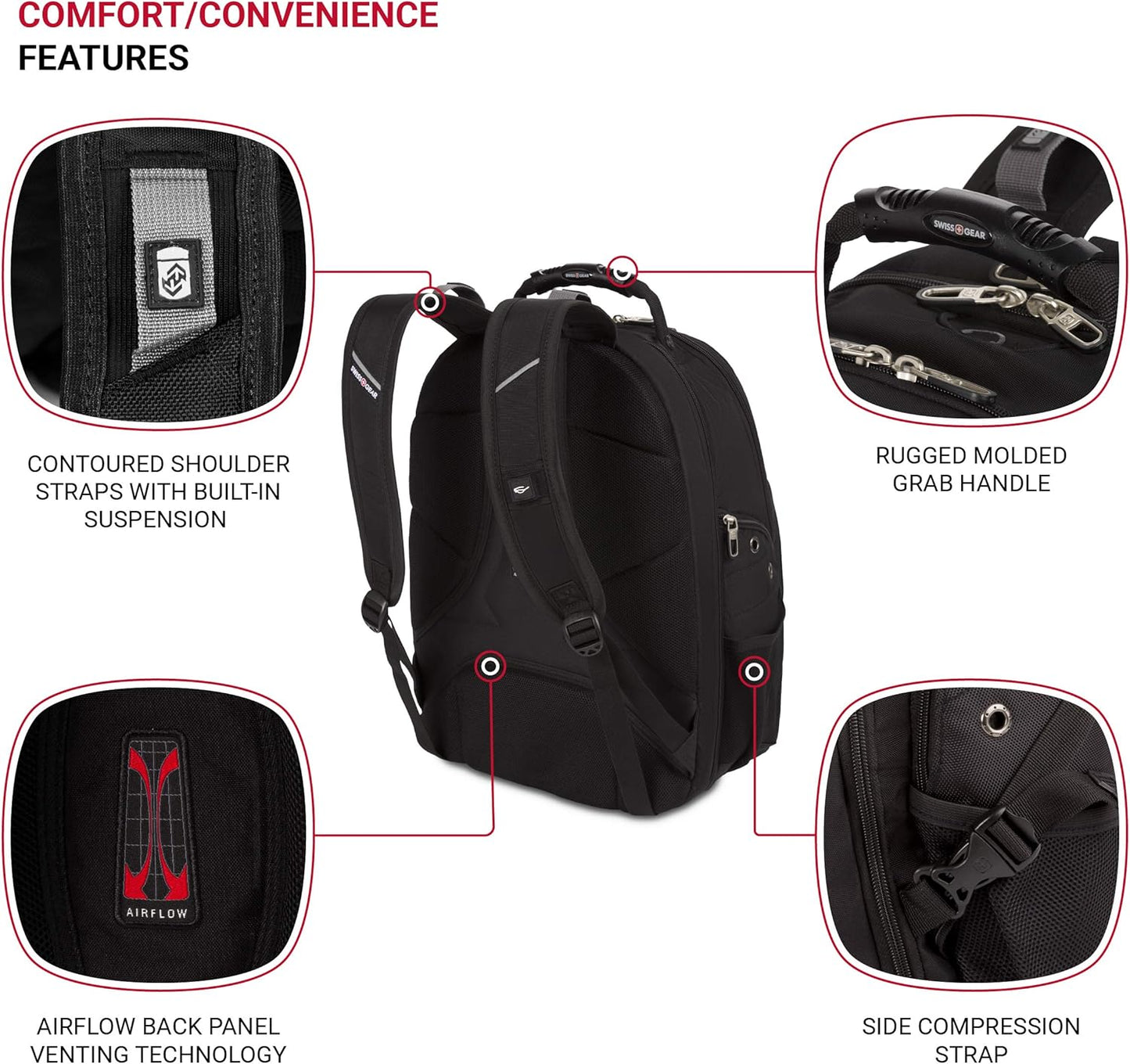 SwissGear 1923 Scansmart Backpack, Black/Silver, 17-Inch