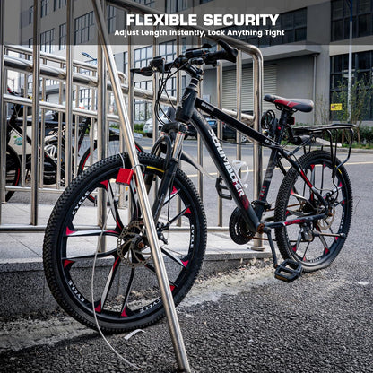 Adjustable Cable Locks with 3 Keys | 3.28ft L x 1/6in D Aluminum Steel Cable Padlock for Bikes, Gate, Lockers & Outdoor Gear | Keyed Different & Red