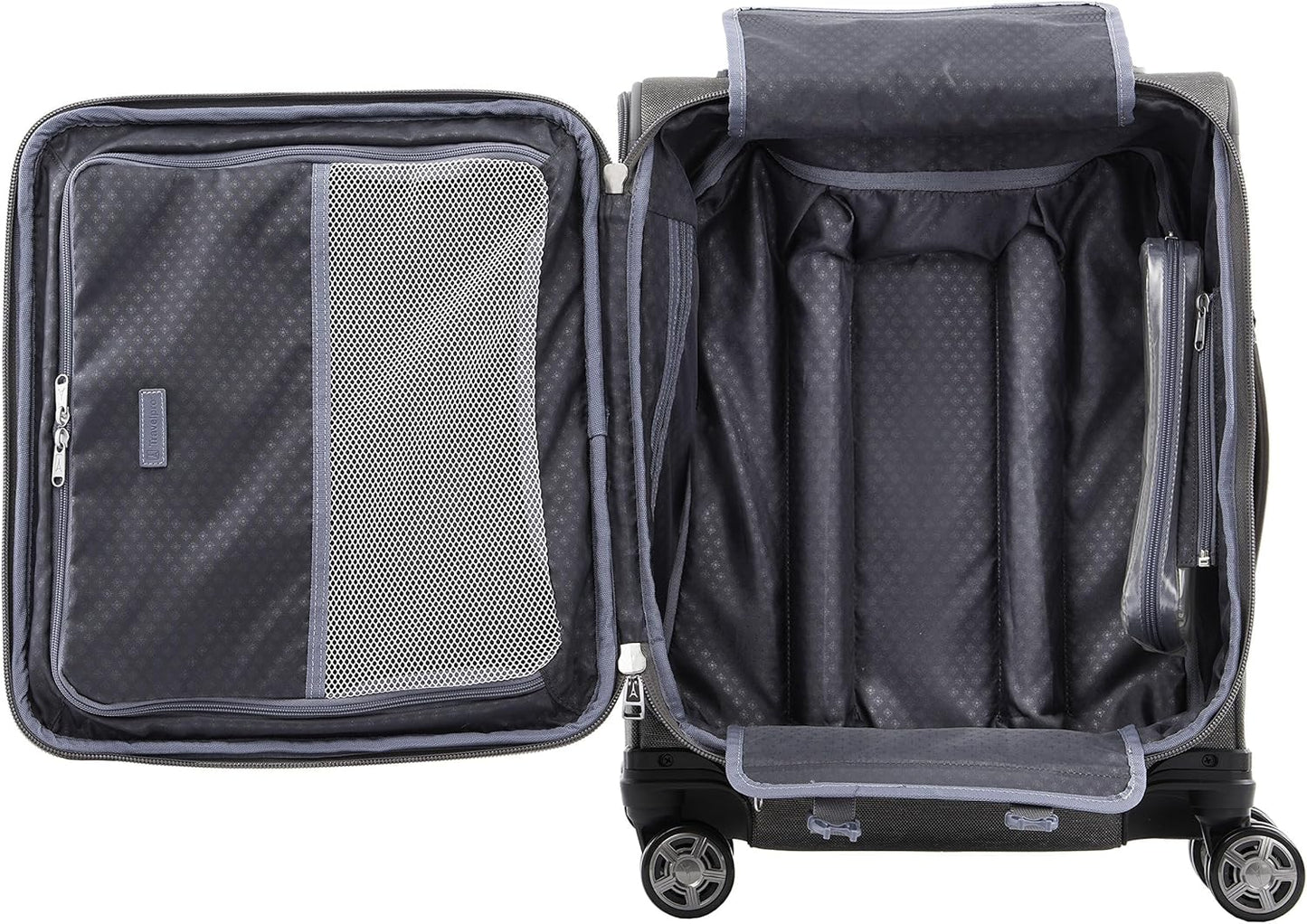 Travelpro Platinum Elite Softside Expandable Carry on Luggage, 8 Wheel Spinner Suitcase, USB Port, Men and Women, International, Vintage Grey, Carry On 19-Inch