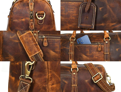 Leather Duffel Bag for Men & Women Travel, Weekend, Overnight, Gym Bag